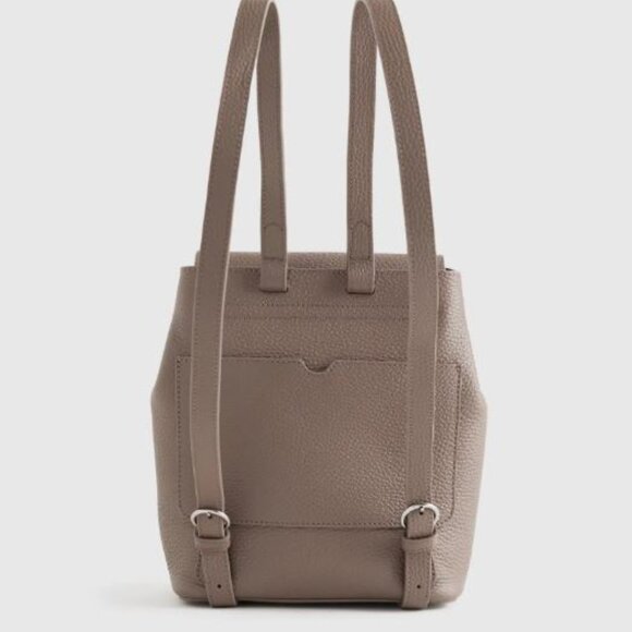 Used Quince Italian Leather Small Backpack Color Mink, Taupe Leather Backpack - Picture 13 of 15